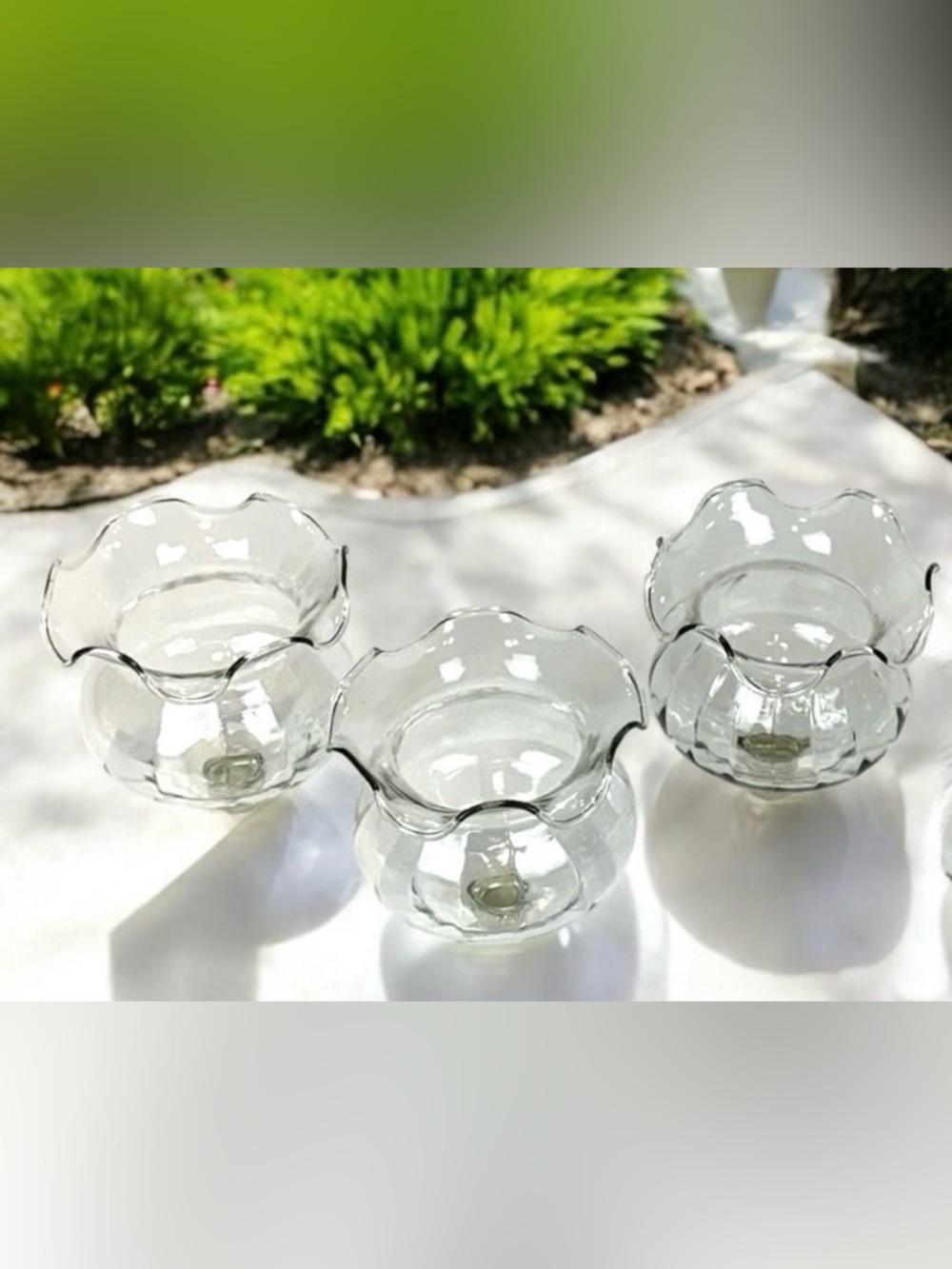 Vintage Home Interior Clear Votive Cup Peg Candle Ruffle Edge Lot Of 3